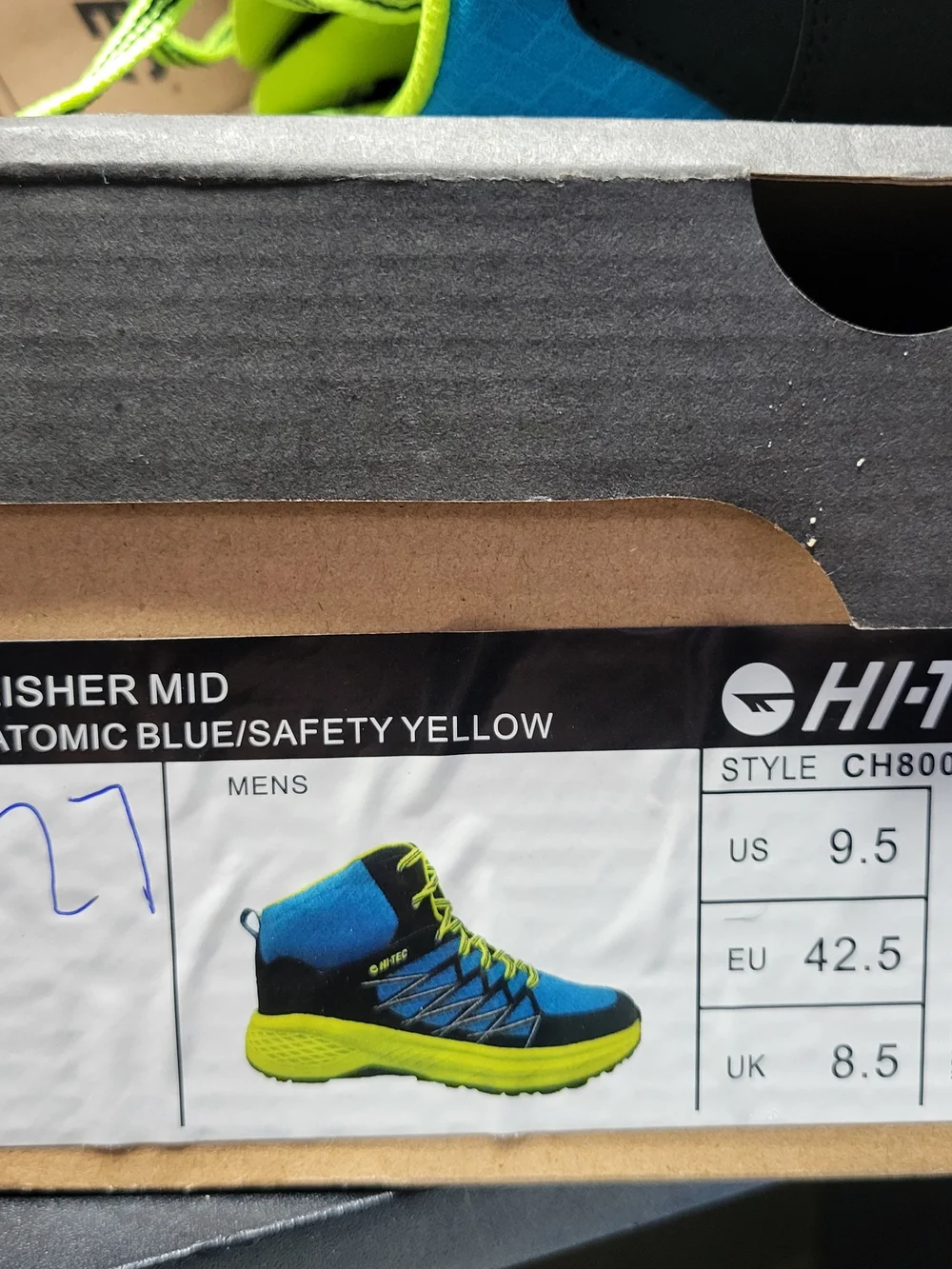 *NEW* Hi-Tec Demolisher Mid Men's Hiking Boots Black/Atomic Blue/Yellow Size 9.5